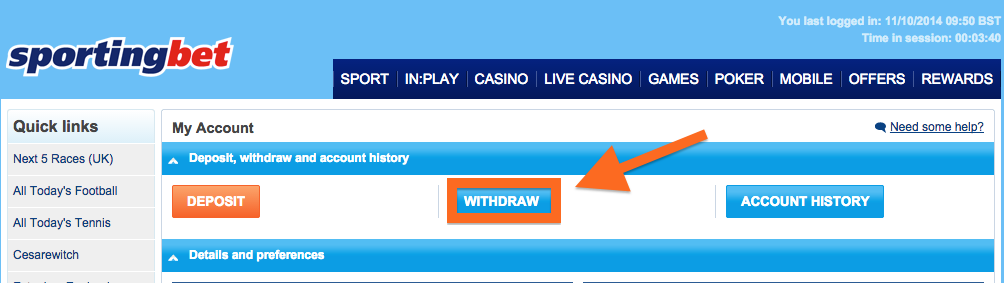 sportingbet payment